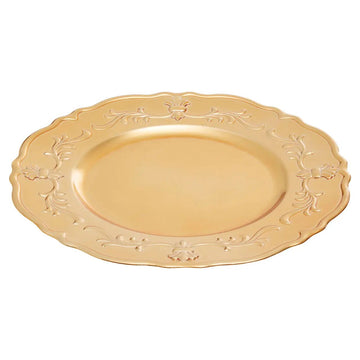 6Pcs Zia Gold Finish Baroque Design Charger Plates