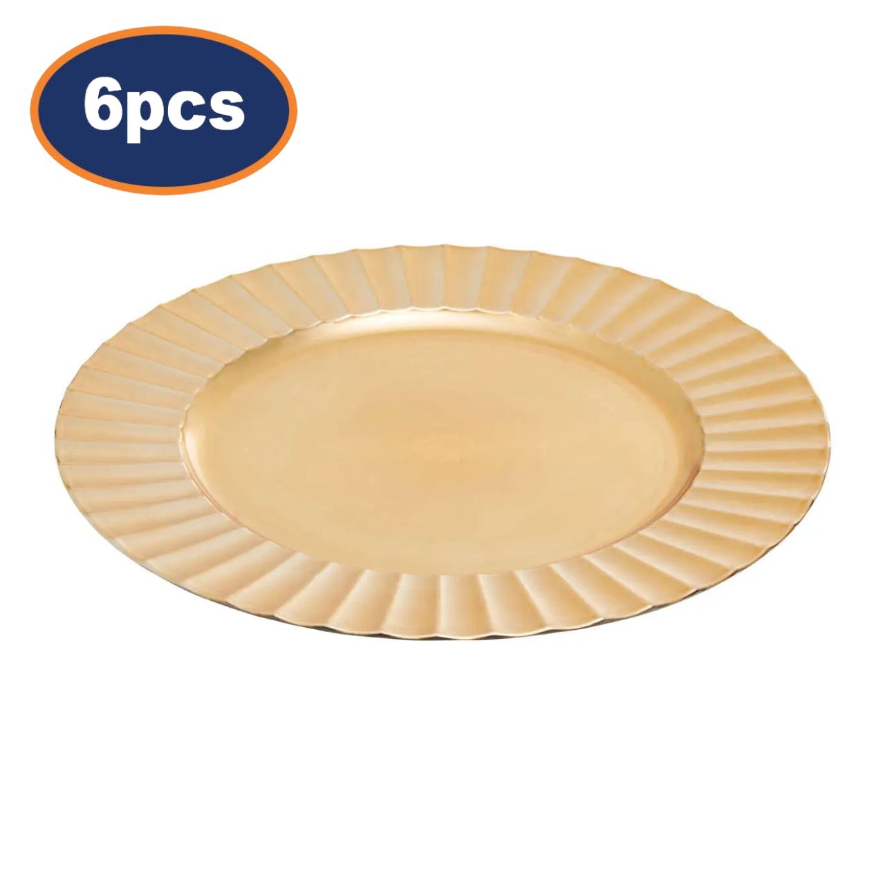 6Pcs Zia Gold Finish Wave Design Charger Plates