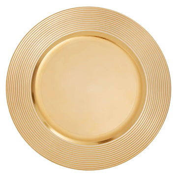 6Pcs Zia Gold Finish Ribbed Design Charger Plates