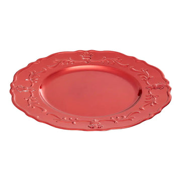 6Pcs Zia Red Finish Baroque Design Charger Plates