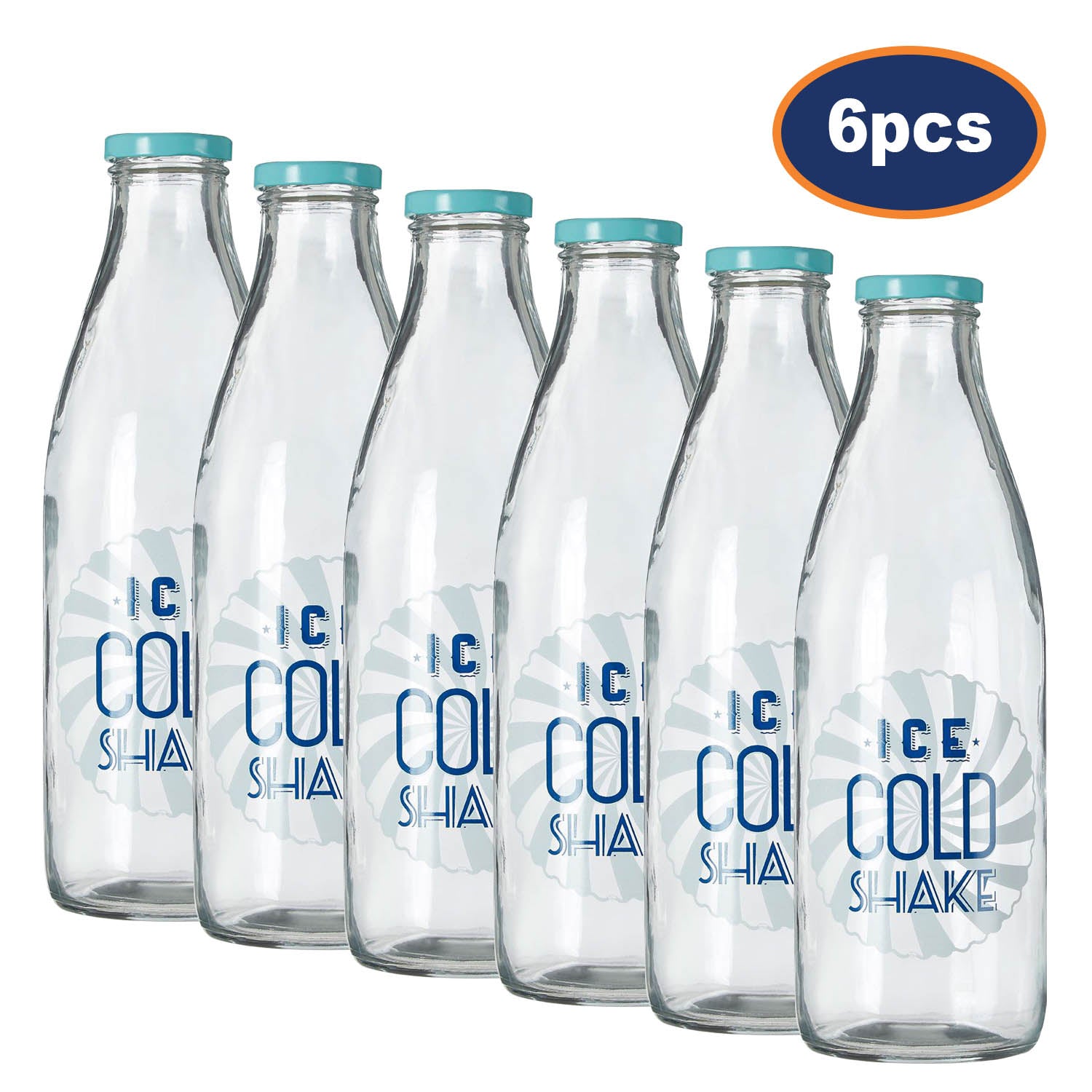 6pcs Classic Water Glass Bottle Metal Twist Lid Decorative Ice Cold Shake Print