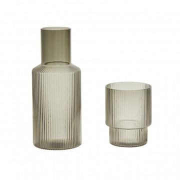 Smoke Grey Glass Carafe And Tumbler Set