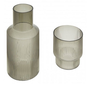 Smoke Grey Glass Carafe And Tumbler Set