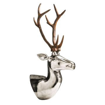 Nickel Finish Aluminium Buck Head Wall Sculpture