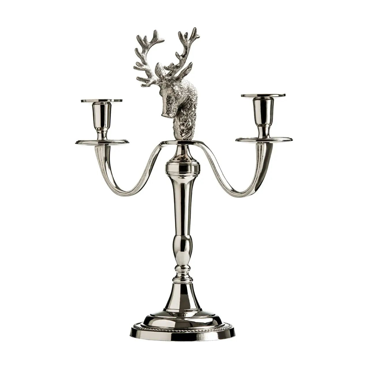 2 Arm Aluminium & Nickel Deer Head Candelabra