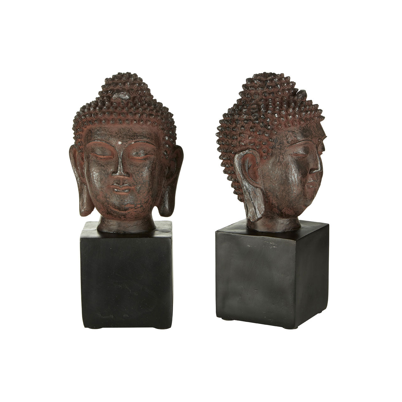 Zen Wooden Buddha Head Bookends