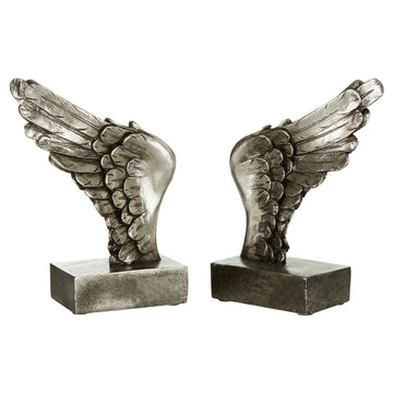 Set of 2 Antique Silver Wing Bookends Ornaments