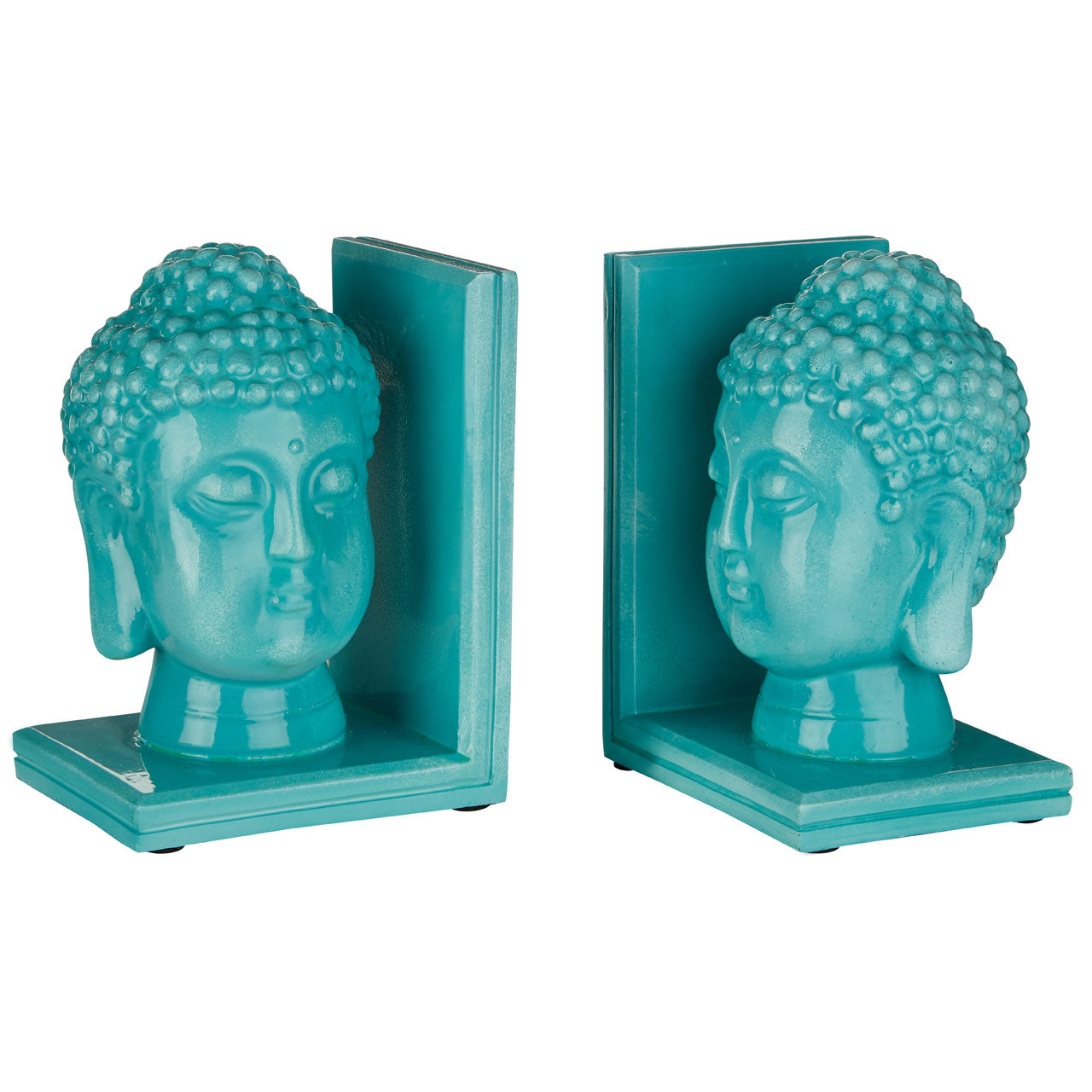 Zen Turquoise Buddha Head Bookends