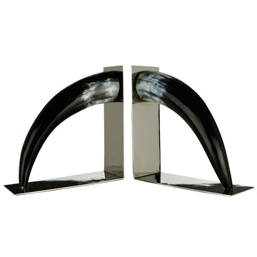 Bison Horn Bookends