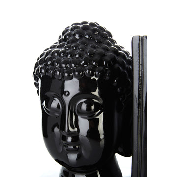 Zen Black Buddha Head Bookends