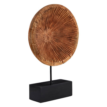 Filo Large Carved Wood Disc On Stand