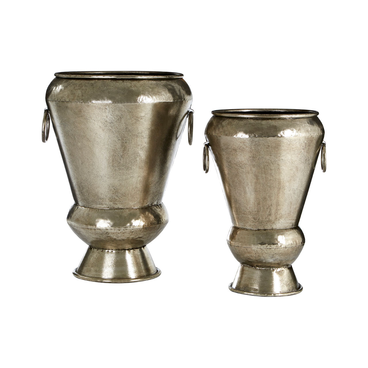 Heza 2Pc Antique Silver Iron Planters Set