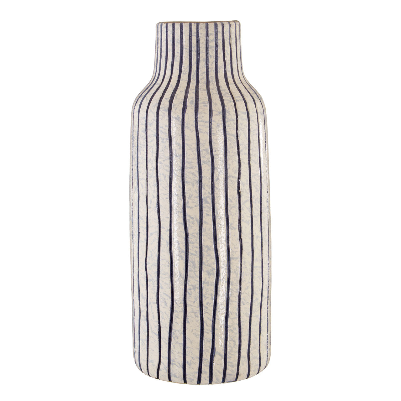Raimi White & Blue Stripes Earthenware Vase