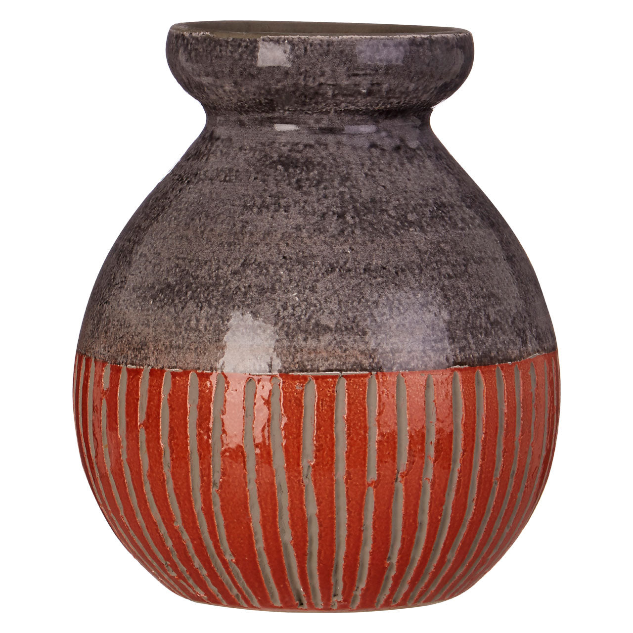 Noza Orange & Grey Earthenware Vase