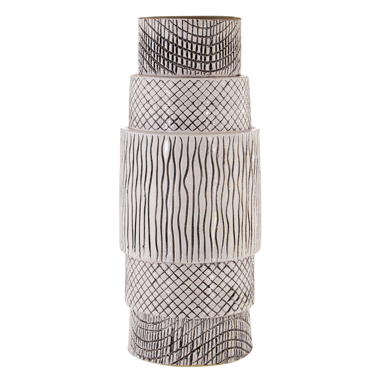 Rono Black & White Earthenware Tower Vase