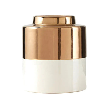 Stellaris Small White & Gold Metallic Vase