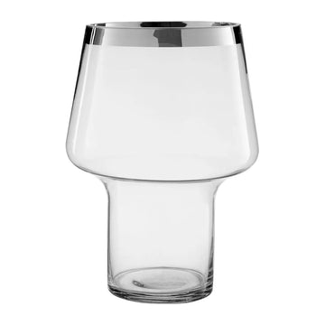 Viera Small Silver Finish Rim Clear Glass Vase