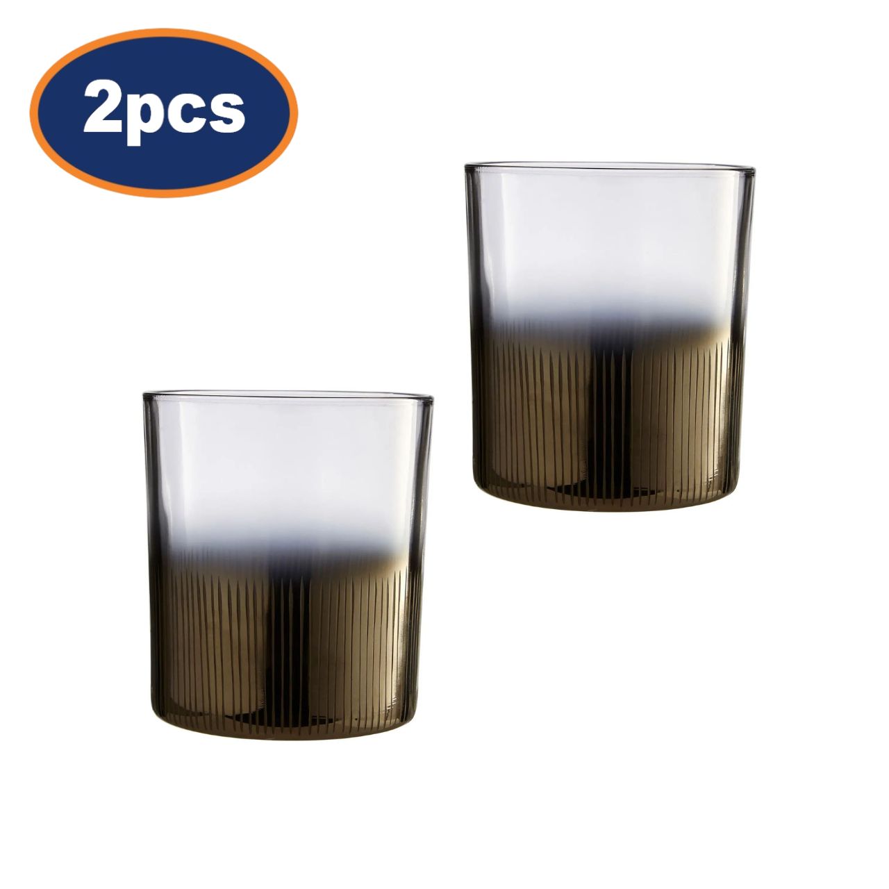 2Pcs Accento Silver Smoked Effect Glass Tealight Holders