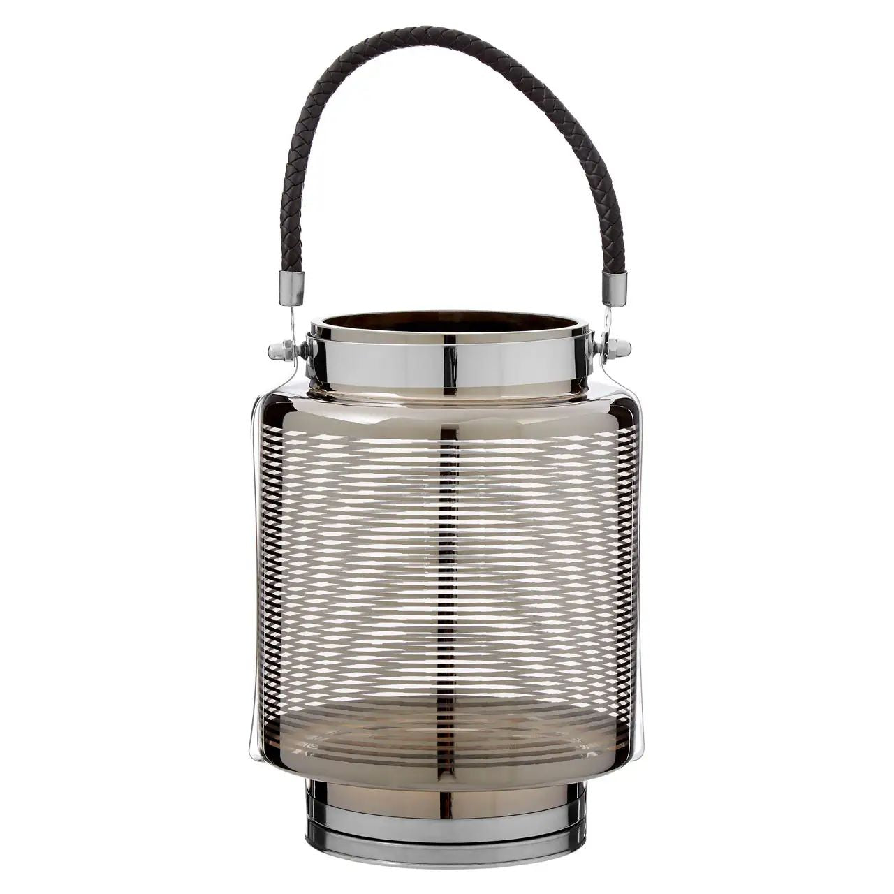 Rayan Large Nickel Stripe Glass Shade Lantern