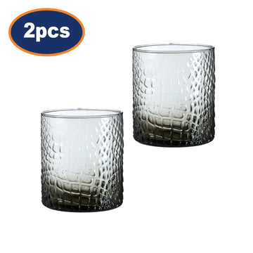 2Pcs Darain Smoked Effect Glass Tealight Holders