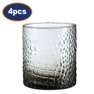 4Pcs Darain Smoked Effect Glass Tealight Holders