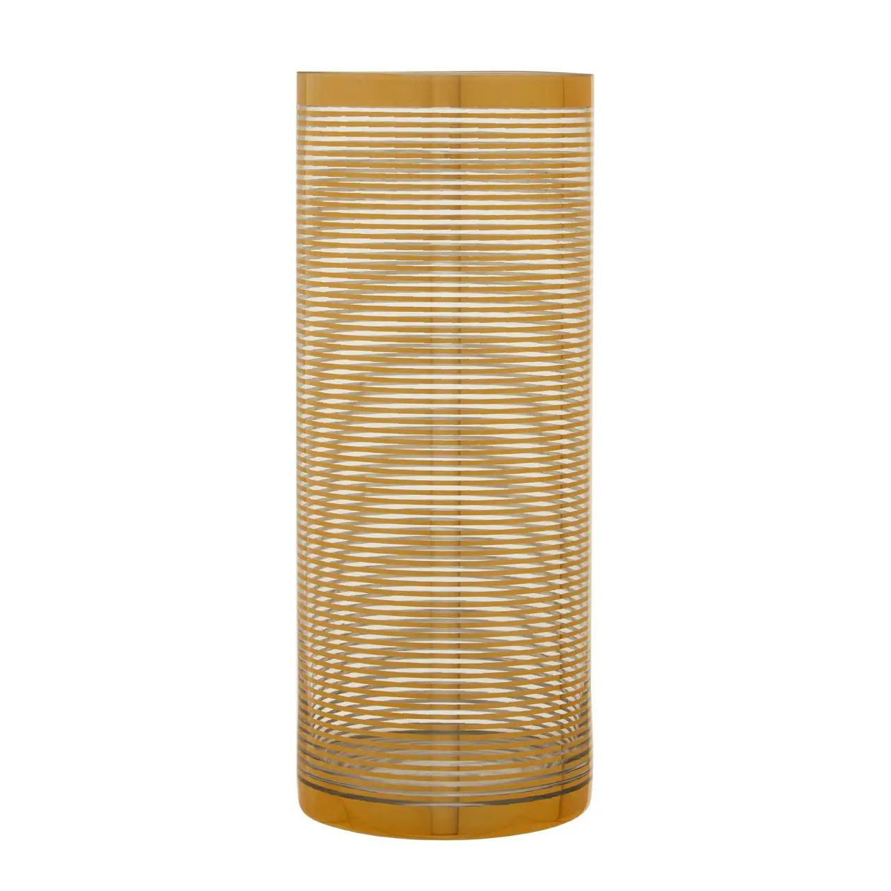 Rayan Large Gold Stripe Glass Cylinder Vase
