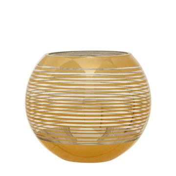 Rayan Small Gold Stripe Glass Round Vase