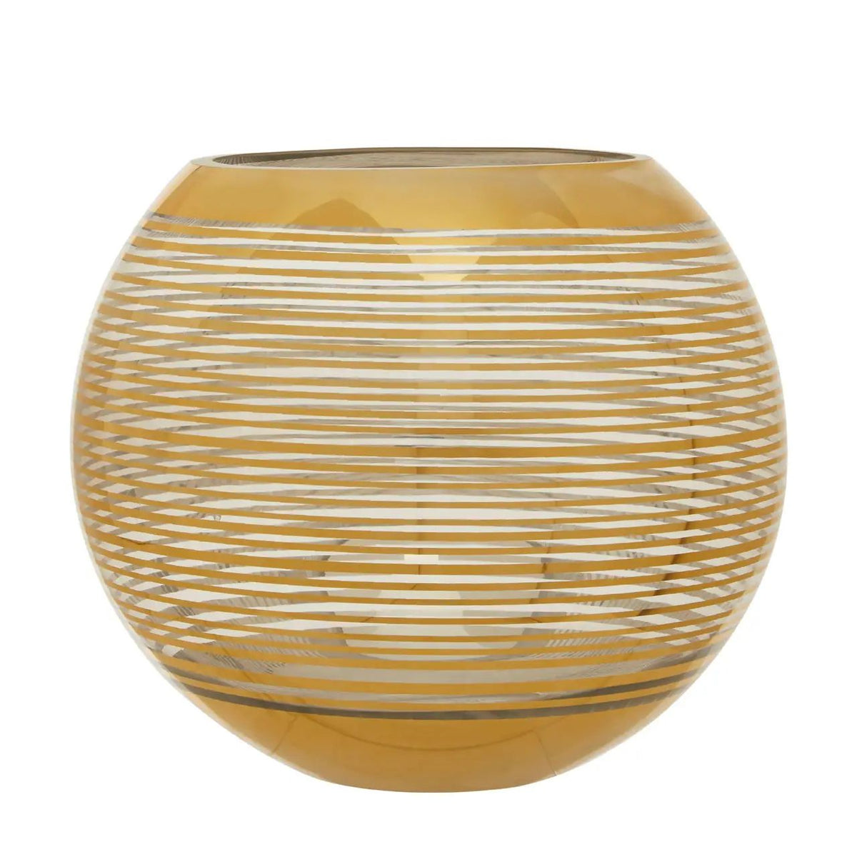 Rayan Large Gold Stripe Glass Round Vase