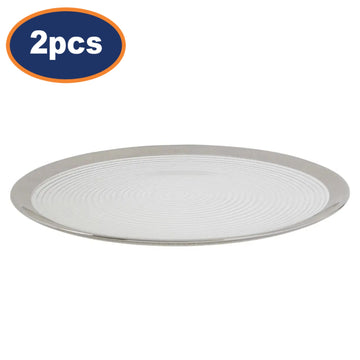 2Pcs Iva Clear Glass Embossed Coupe Silver Finish Rim Charger Plates