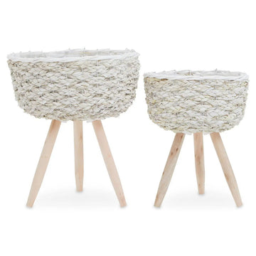 Lentia 2pcs White Woven Planters