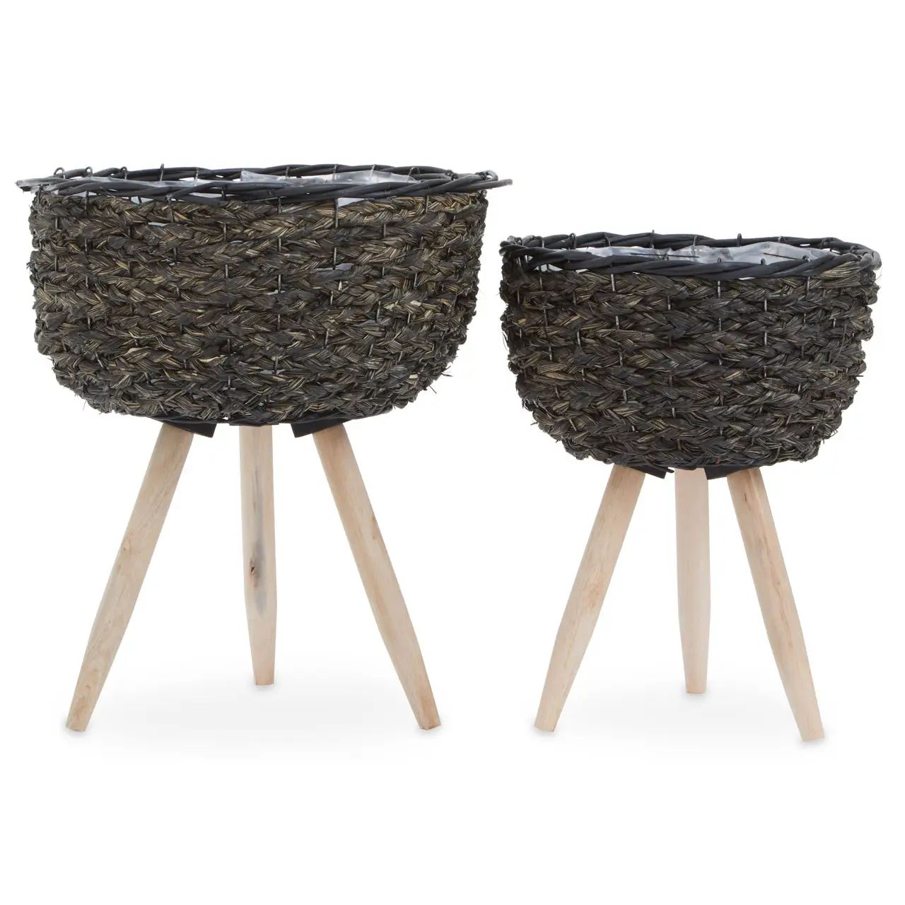 Lentia 2pcs Black Woven Planters