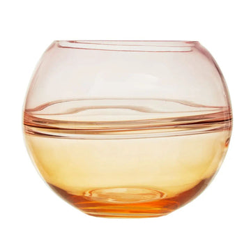 Opaline Pink & Yellow Glass Round Vase