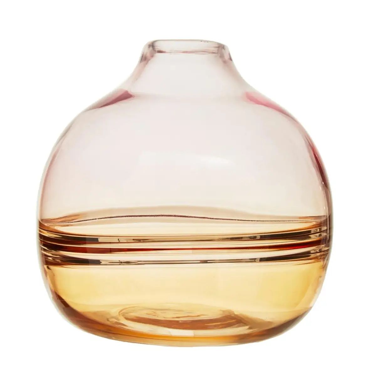 Opaline Pink & Yellow Glass Bottle Neck Vase