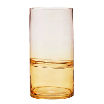 Opaline Pink & Yellow Glass Cylinder Vase