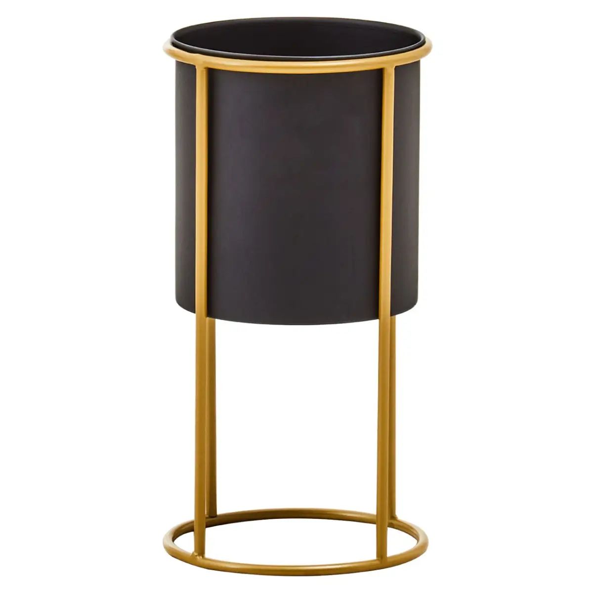 Trista Small Black & Gold Floor Standing Planter