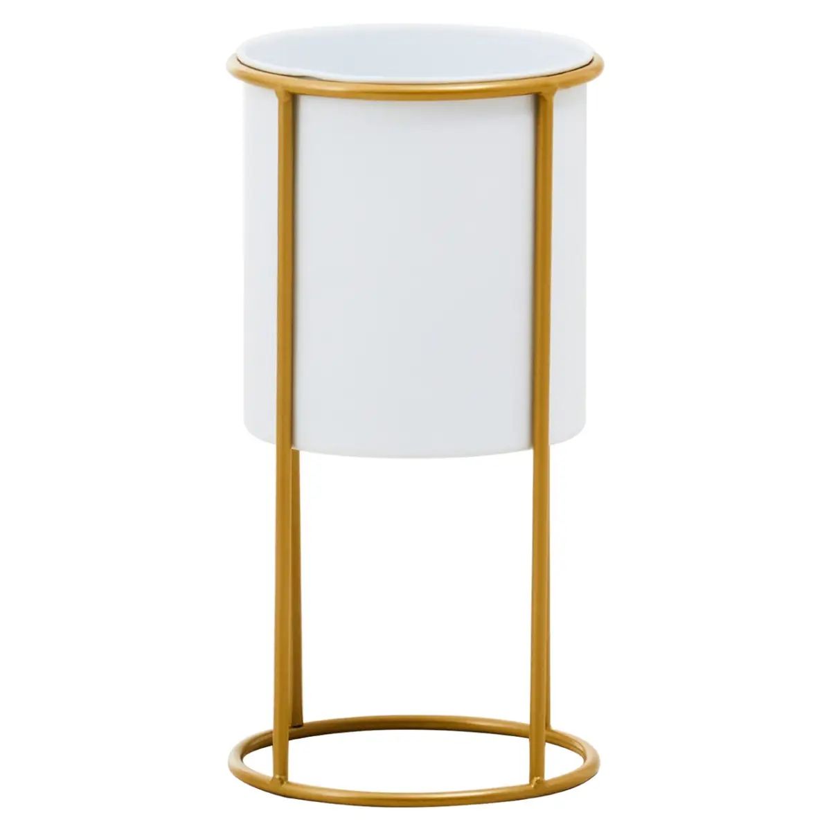 Trista Small White & Gold Floor Standing Planter