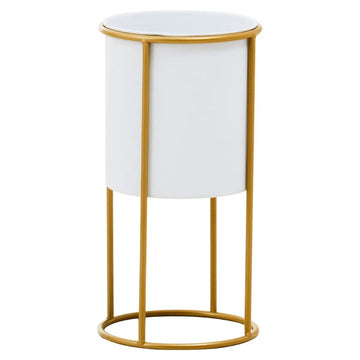 Trista Small White & Gold Floor Standing Planter