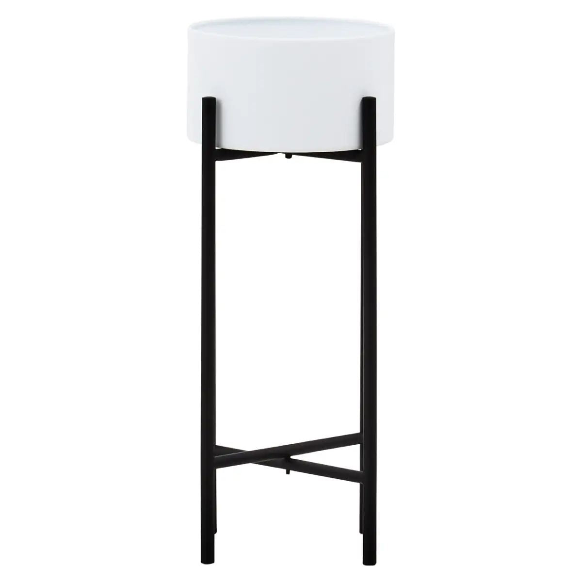 Trista Small White & Black Floor Standing Planter