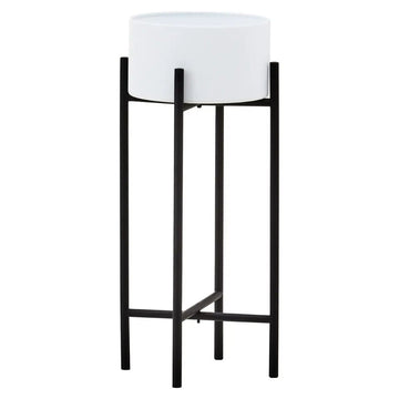 Trista Small White & Black Floor Standing Planter