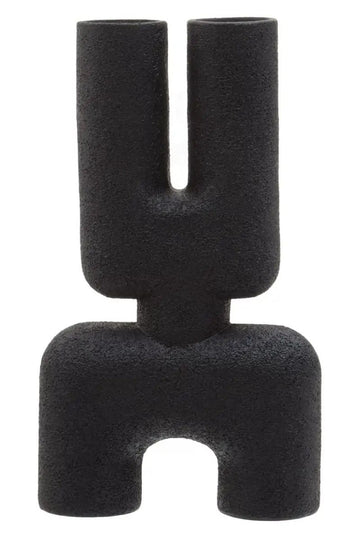 Groc Small Black Polyresin Sculptured Vase