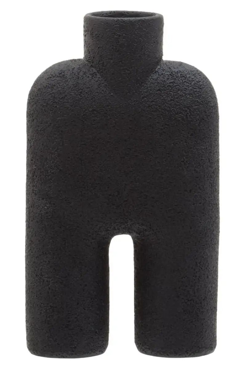 Groc Large Black Polyresin Sculptured Vase