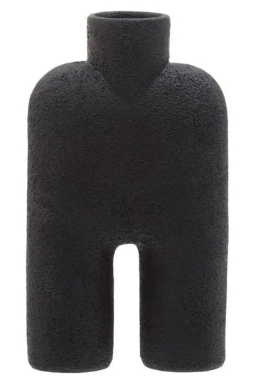 Groc Large Black Polyresin Sculptured Vase