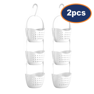 2pcs Bath Caddy 3 Tier White Shower Hanging Shelf Basket