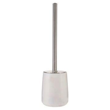 Off White Marble Bath Toilet Brush and Holder