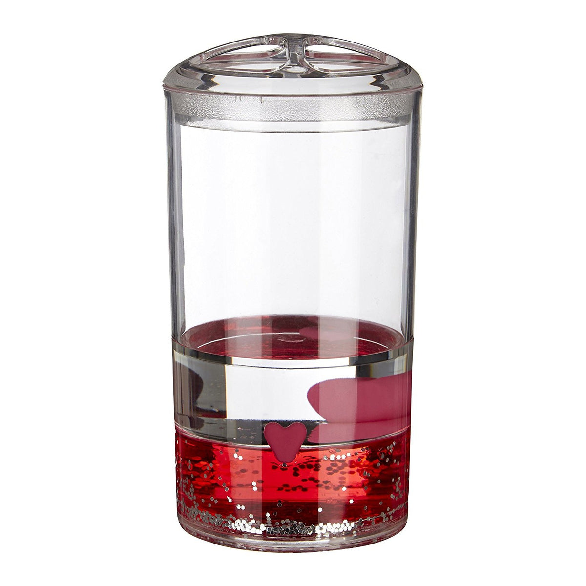 Acrylic Toothbrush Holder With Floating Hearts