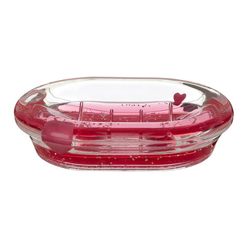 Acrylic Soap Dish With Floating Hearts