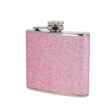 Pink Glitter Portable Leakproof Pocket Liquor Drink Hip Flask For Women