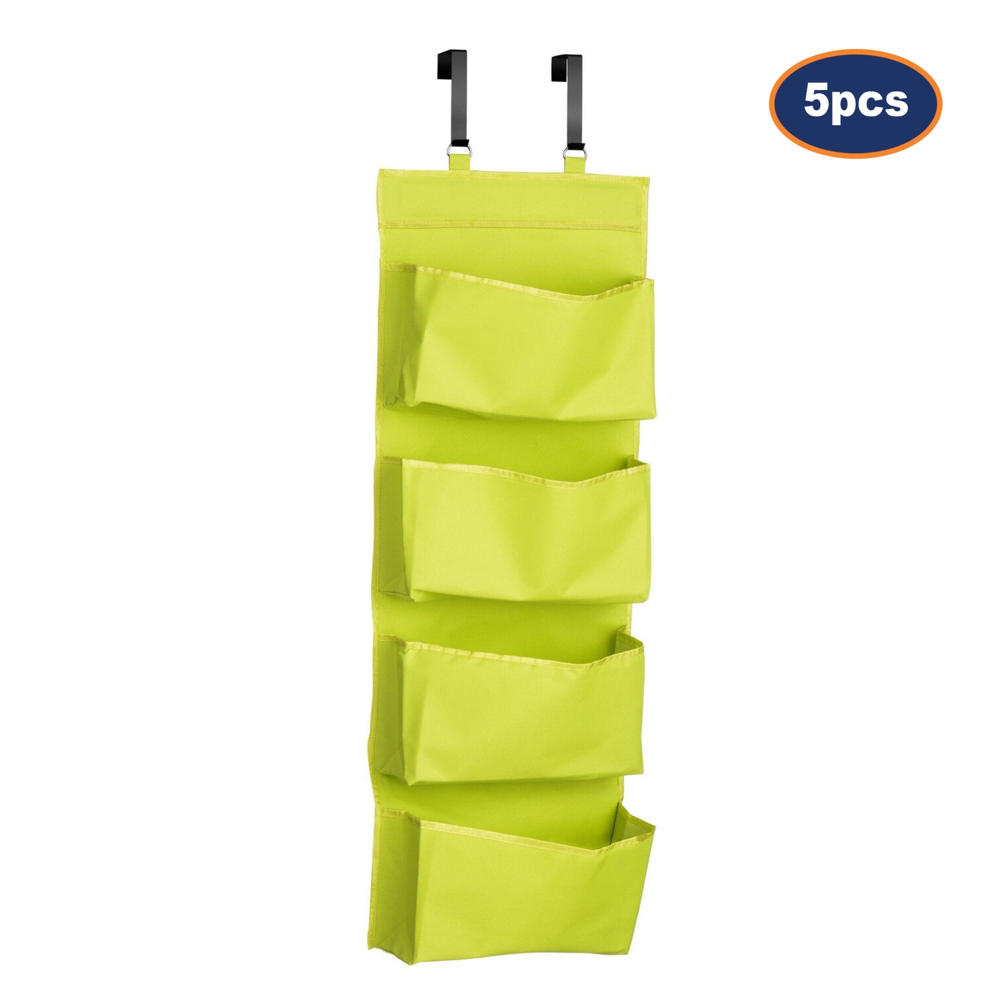 5pcs Over Door Lime Green Hanging Tier Organiser