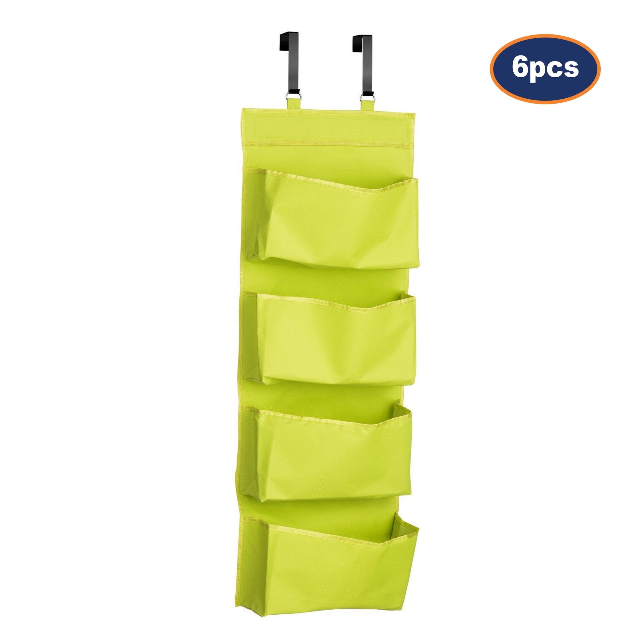 6pcs Over Door Lime Green Hanging Tier Organiser