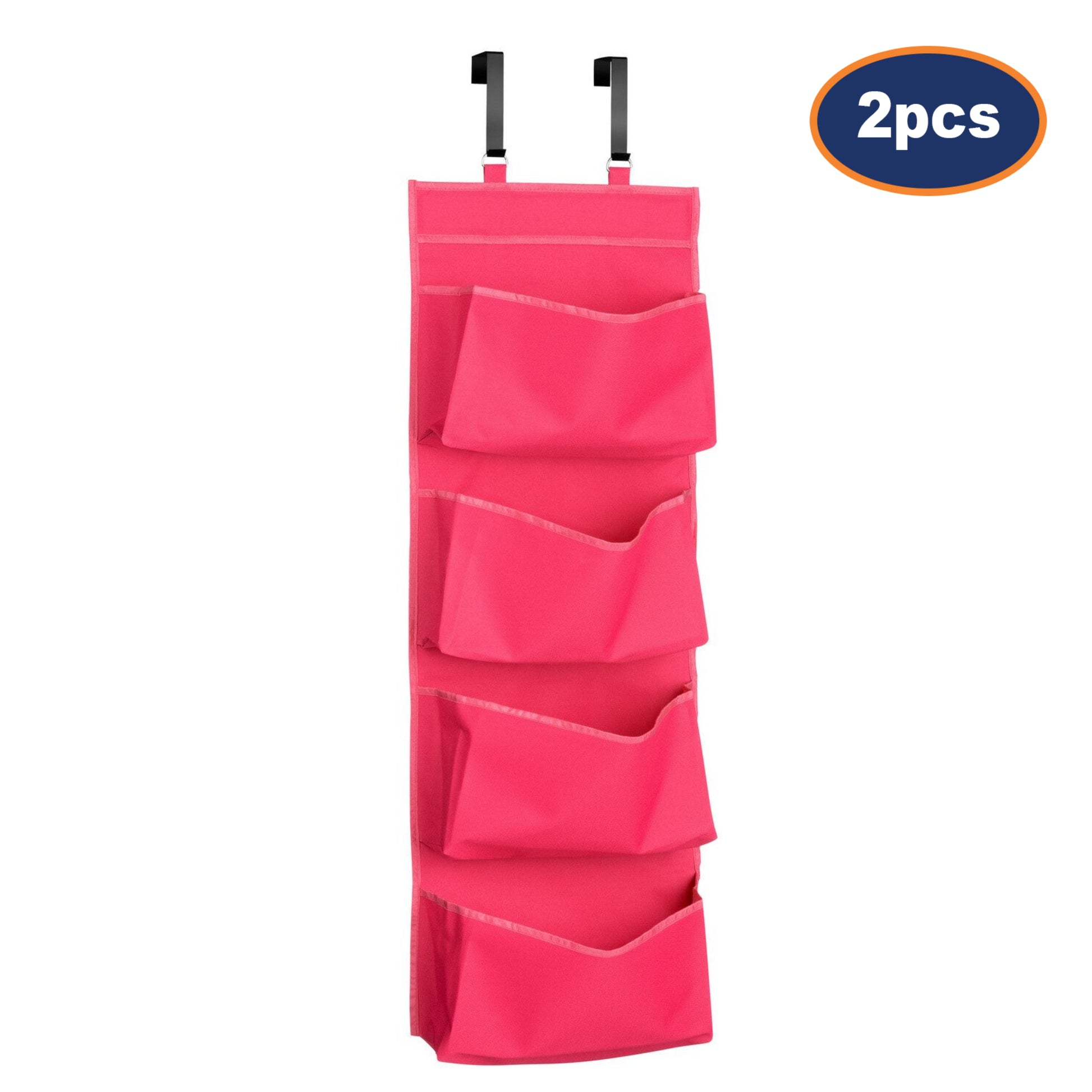 2pcs Over Door Hot Pink 4 Tier  Hanging Room Organiser